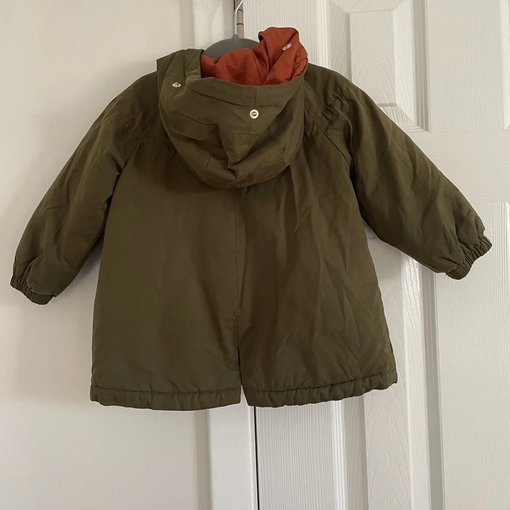 Zara Kids Boys Green Winter Jacket Coat Parka FUR COLLAR NOT INCLUDED - Picture 4 of 6